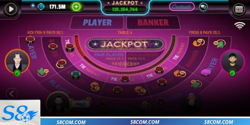 Không gian Baccarat nhiều cửa cược đẳng cấp của S8